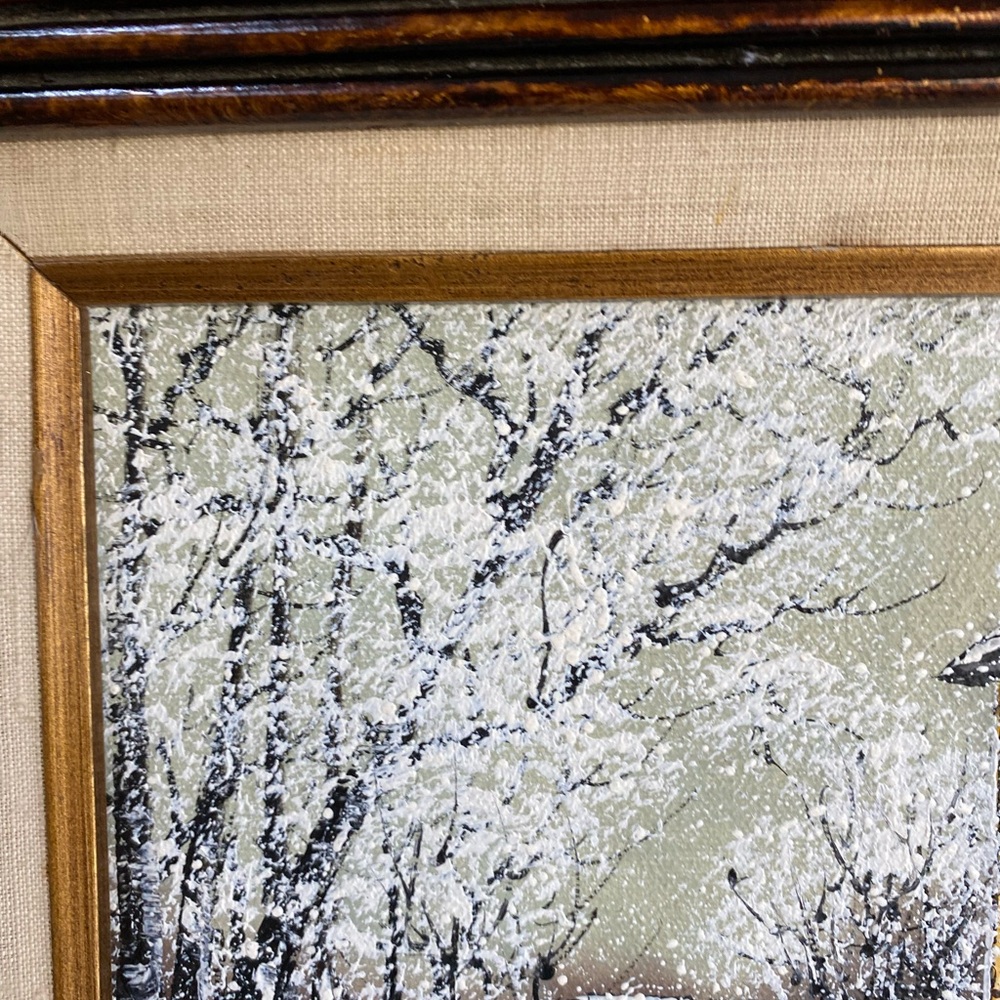 VTG Original Artist Signed Textured Oil on Canvas Painting “Winter City “ - Picture 7 of 9
